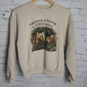 Happiness is Having a Horse to Love Light Tan Sweatshirt by Linda Picken